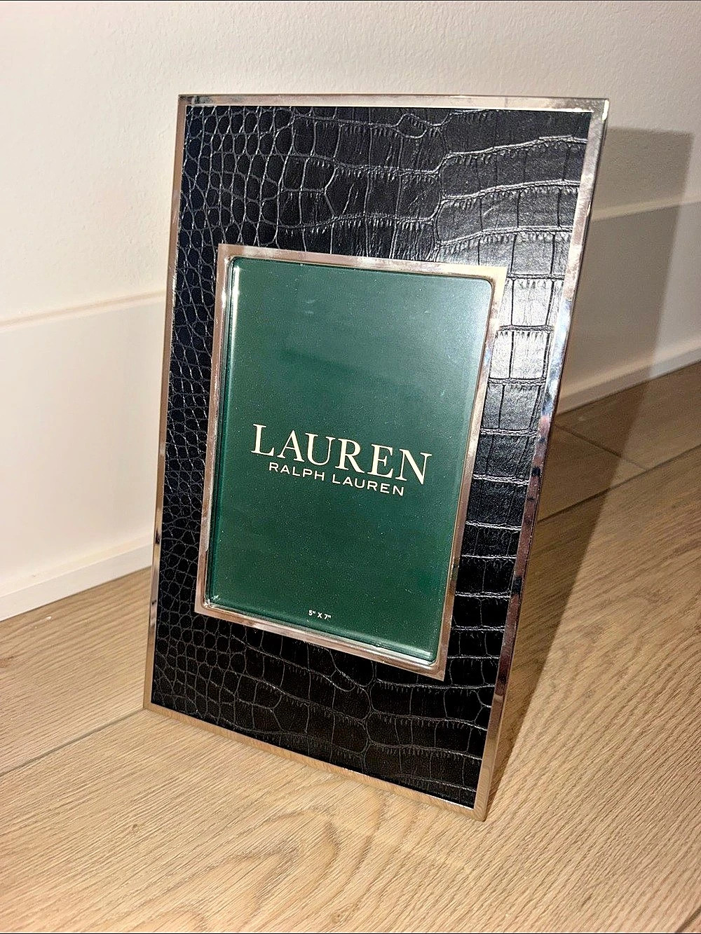 Lauren Ralph Lauren Crocodile-Texture Picture Frame in Black & Silver Like New
